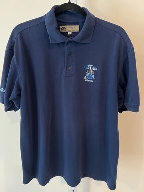 Vintage Ellesse Blue Collared Polo Shirt with Embroidered Logo Mens Sz Large